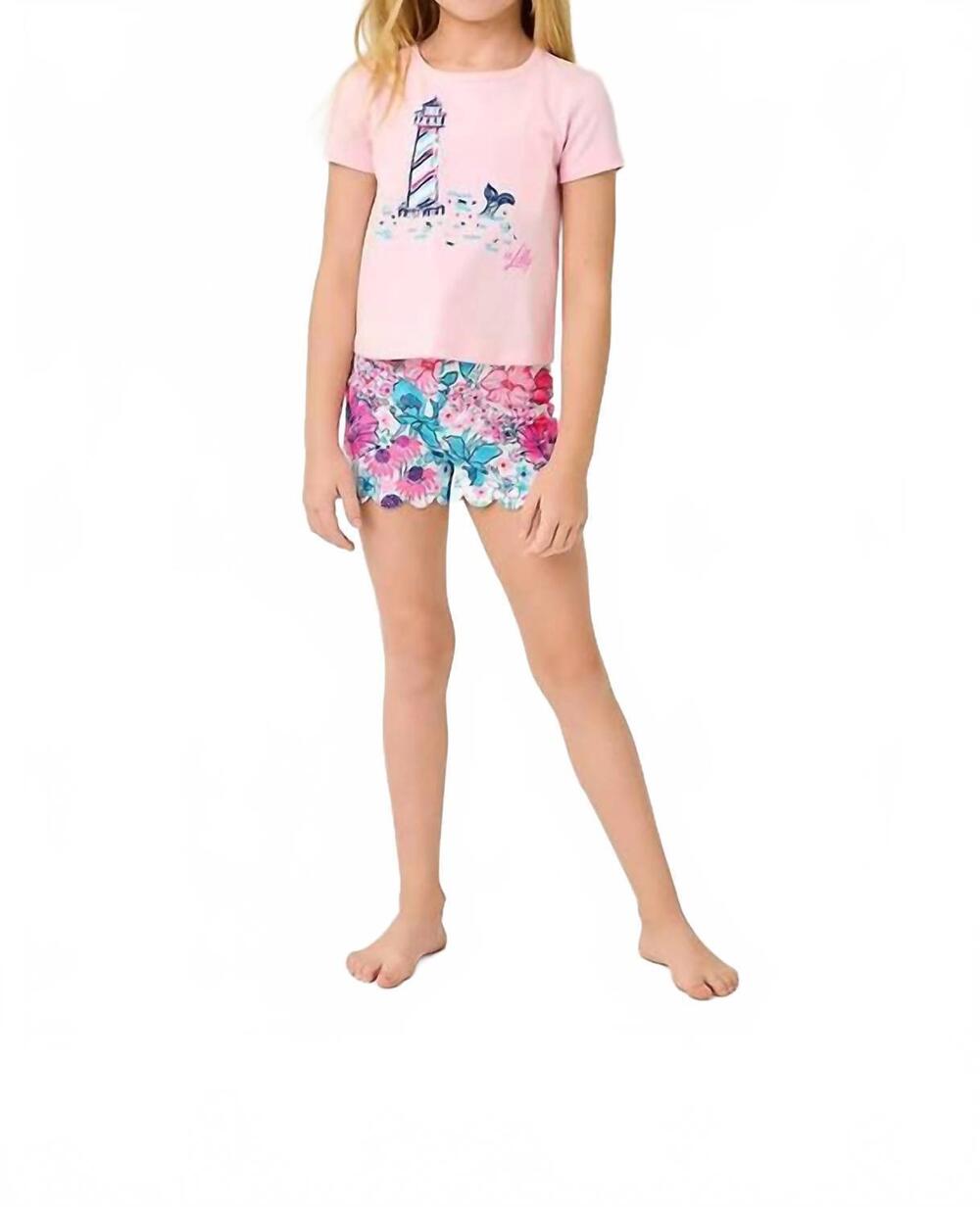 NEW LILLY PULITZER girl's mini clairmont top in multi lighthouse graphic